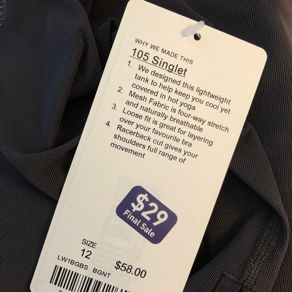 NWT Lululemon 105 Singlet